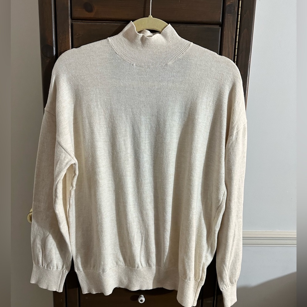Sanctuary Creme Mock Neck Sweater with wrap back